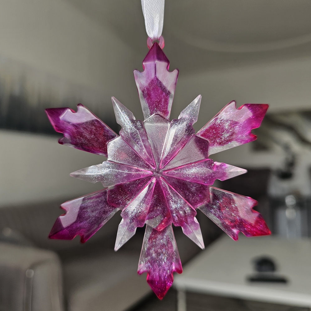 2/15$ Elegant Pink Snowflake Ornament